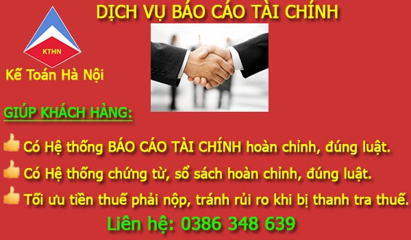 Bảng giá dịch vụ làm báo cáo tài chính tại Suối Hoa Bắc Ninh