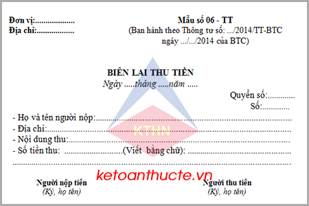 Biên lai thu tiền và hướng dẫn cách lập