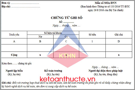 Mẫu chứng từ ghi sổ và cách lập theo Thông tư 133/2016/TT-BTC