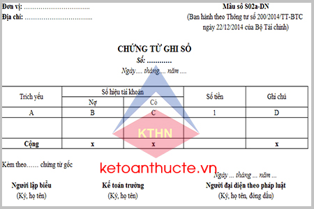 Mẫu chứng từ ghi sổ và cách lập theo Thông tư 200