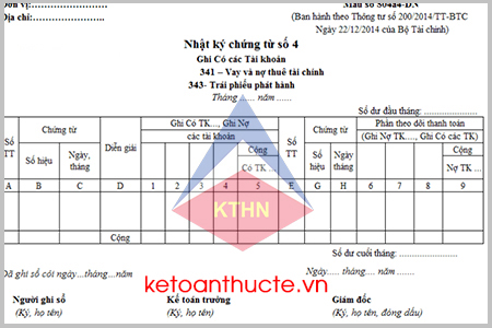 Mẫu Nhật ký – chứng từ số 4 (Mẫu số S04a4-DN) theo Thông tư 200