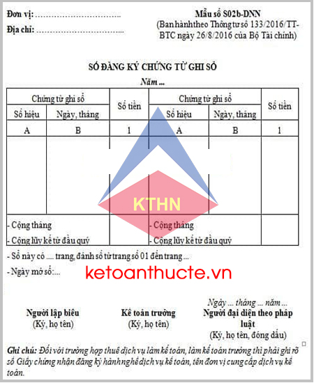 Mẫu sổ đăng ký chứng từ ghi sổ và cách lập theo TT 133
