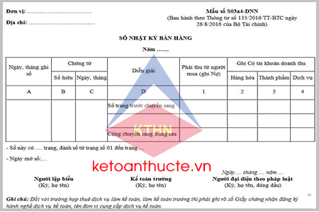 Mẫu sổ nhật ký bán hàng và cách lập theo Thông tư 133