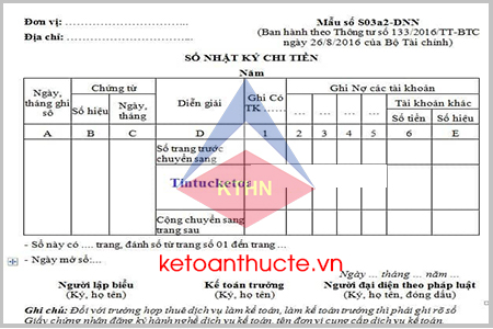 Mẫu sổ nhật ký chi tiền và hướng dẫn cách lập theo Thông tư 133