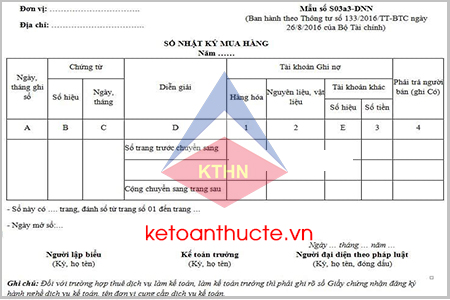 Mẫu sổ nhật ký mua hàng và cách lập theo Thông tư 133