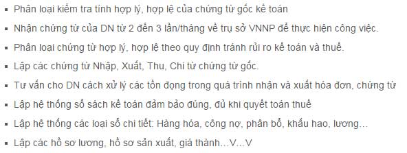 Dịch vụ kế toán trọn gói tại Thị xã Sơn Tây 