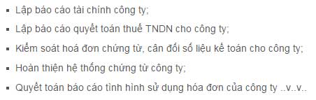 Dịch vụ kế toán trọn gói tại Thị xã Sơn Tây 